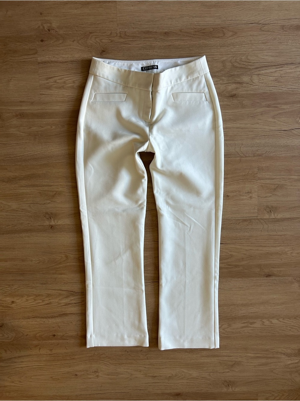 express cream mid rise slim leg ankle trousers